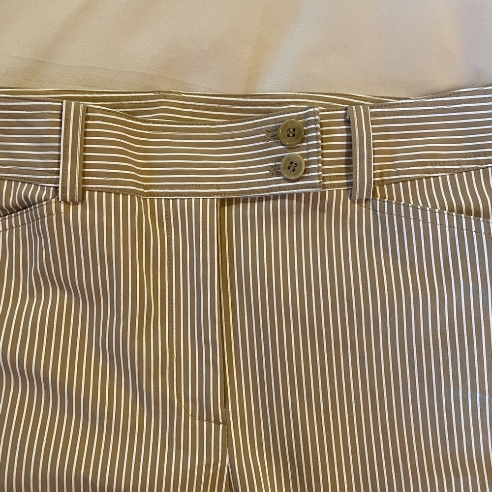 Women’s Jones New York Signature Stretch Striped Tan and White Pants,‎ Size 10